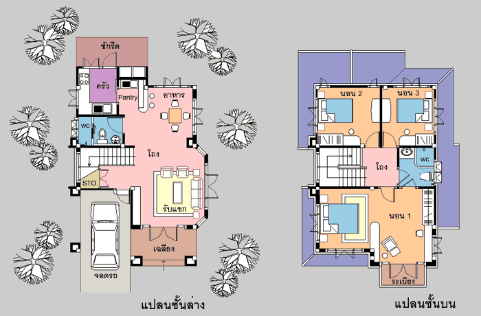 แบบบ้านสองชั้น A-001