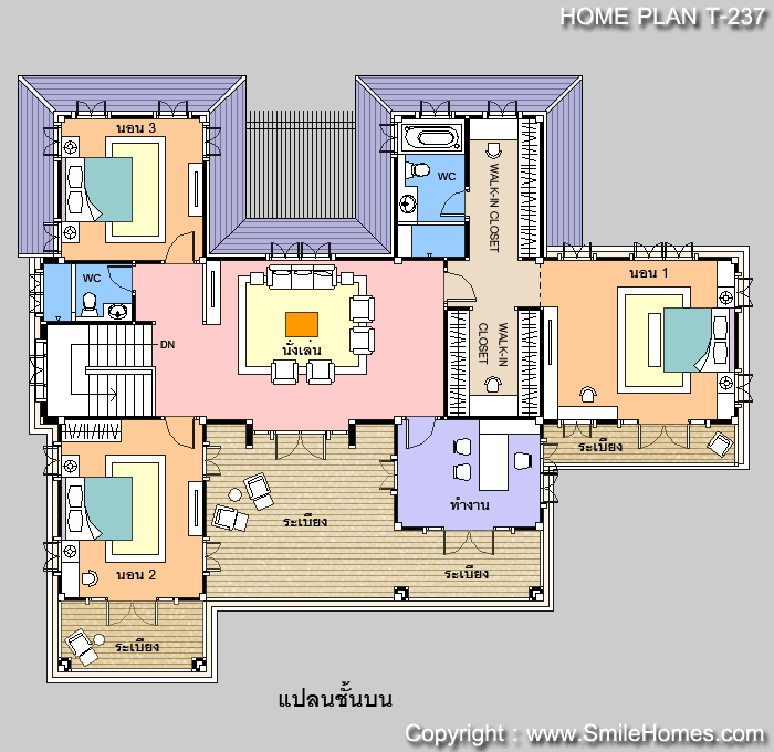แบบแปลนบ้านนี้เป็นลิขสิทธิ์ของ บ.สไมล์โฮม จ. ห้ามนำไปใช้โดยไม่ได้รับอนุญาต : www.smilehomes.com